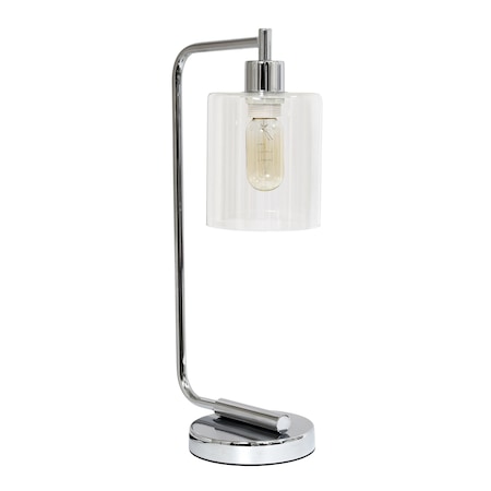 Bronson Antique Style Industrial Iron Lantern Desk Lamp, Chrome